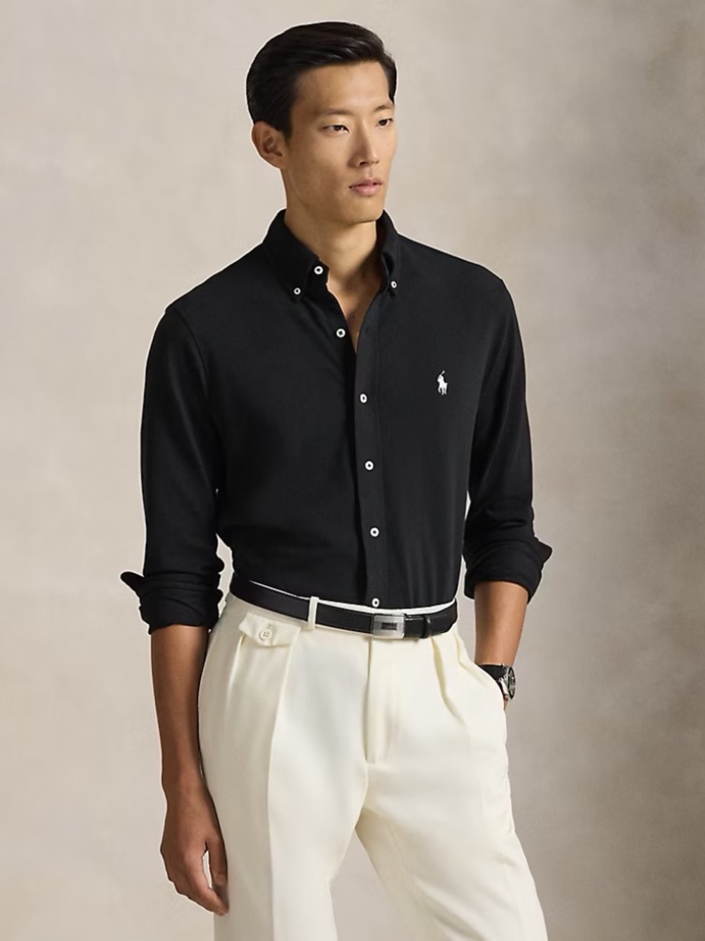 Polo Ralph Lauren  Featherweight Mesh Shirt - Black Size Medium